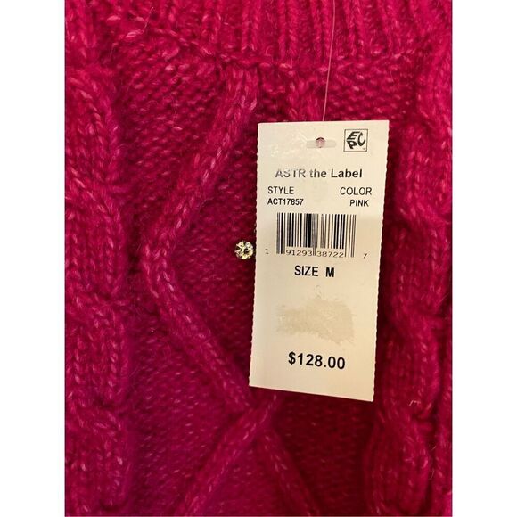 New ASTR the label Women's Madison Pullover Knit Sweater Pink Embellished M - Picture 6 of 9